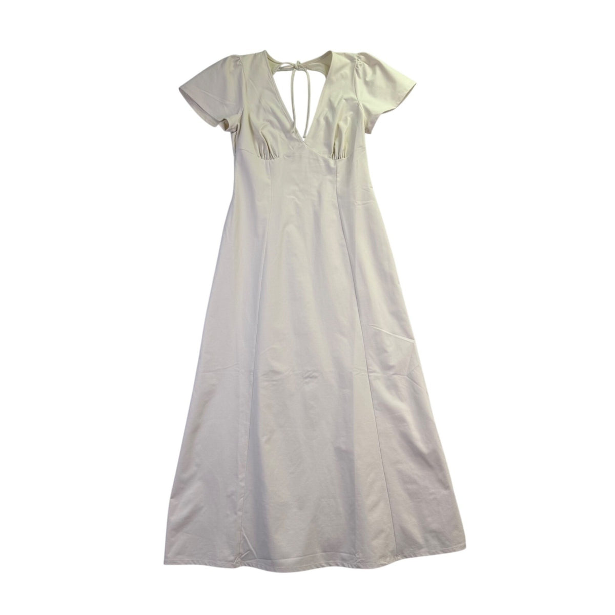 Asos Design Womens Ivory Maxi Dress Deep V Neck Tie Back Sz US 8 UK 12