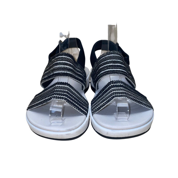 Clarks Women’s Black & White Cloudsteppers Striped Slingback Sandals Size 6.5M