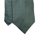 Lord & Taylor Mens Green Silk Geometric Print Necktie 100% Silk Made In USA
