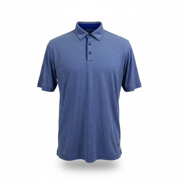 Greg Norman Mens Blue Striped Polo Shirt Play Dry Performance Breathable Size L