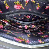 Betsey Johnson Women’s Black & Pink Floral Print With Gold Heart Detail Clutch