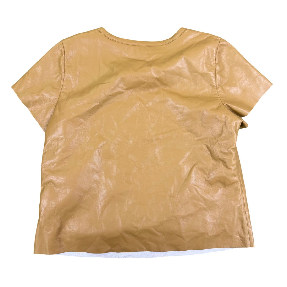 AS By DF Womens Tan Recycled Leather T-Shirt Short Sleeve Crewneck Size L