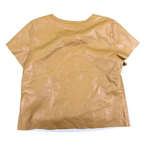 AS By DF Womens Tan Recycled Leather T-Shirt Short Sleeve Crewneck Size L