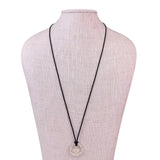 Tiffany & Co. Unisex Sterling Silver Round Pendant Black Cord Necklace