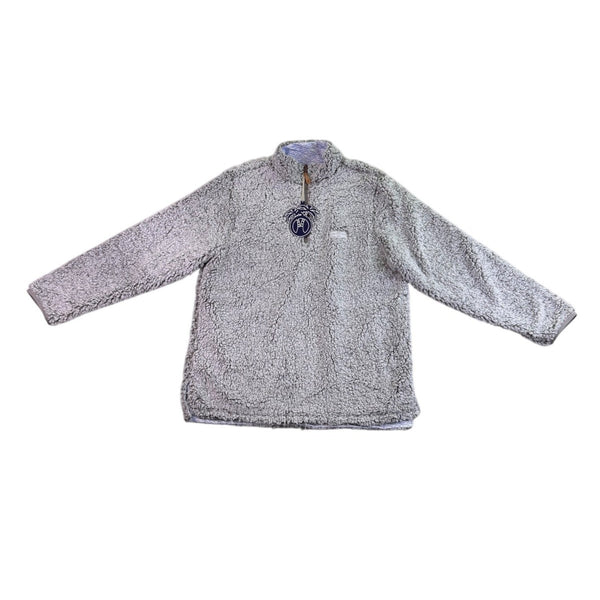 USA Palm Mens Grey Reversible Sherpa Fleece Pullover 6-Way Stretch Warm Sz L