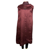 Tfc Women Maroon 100% Genuine Leather Belted Trench Coat Lined With Rayon Sz 8