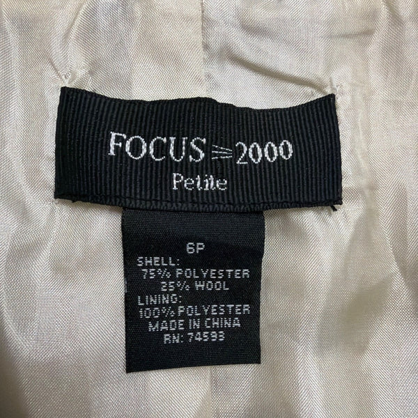 Focus 2000 Womens Black & White Plaid Petite Coat Double Breasted Size 6P