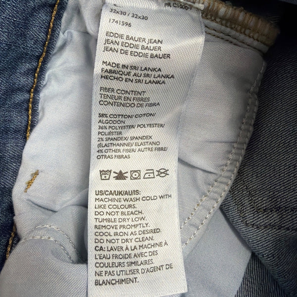 Eddie Bauer Mens Blue Cotton Blend Straight Fit Stretch Denim Jeans Sz 32X30