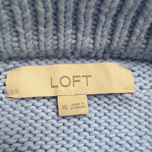 Loft Womens Light Blue & Brown Knit Striped Pullover Sweater Size XL