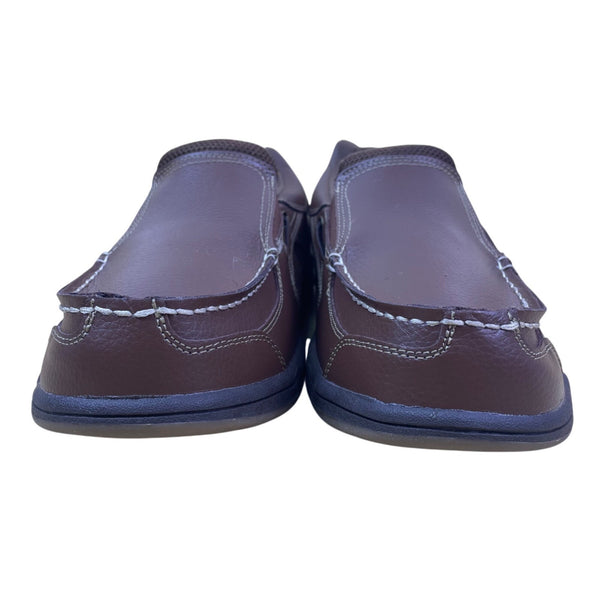 Dr. Max Men’s Brown Leather Slip-On Loafers Stitching Moc Toe Shoes Size 13