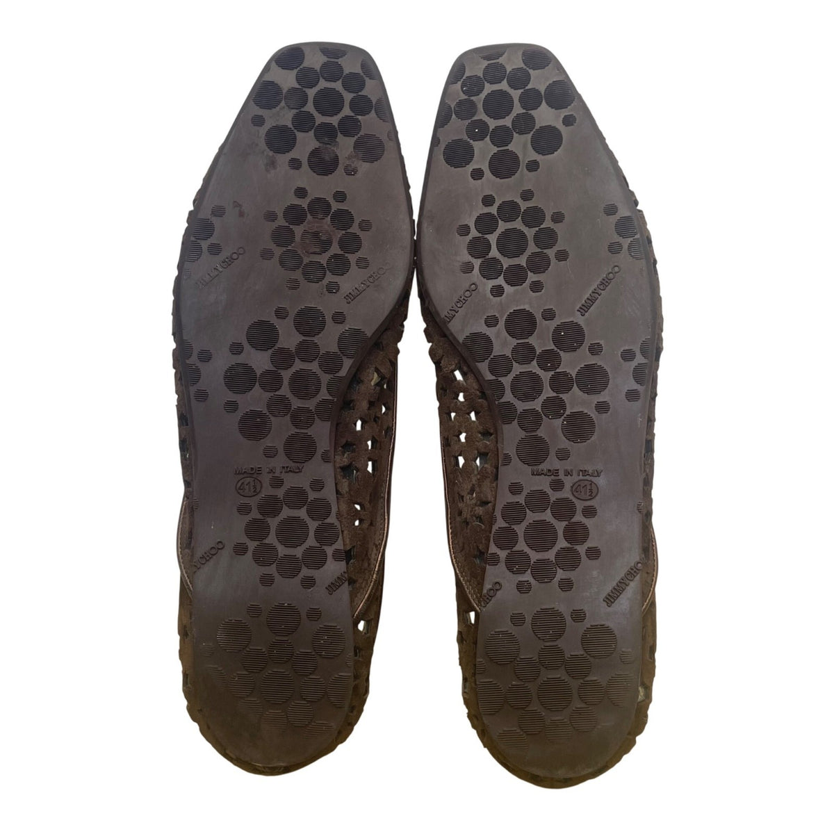 Jimmy Choo Women’s Brown Suede Laser-Cut Flats Slip-On Flat Shoes Size 41.5