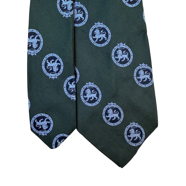 Lord & Taylor Mens Green All Silk Patterned Tie British Crested Club  Details