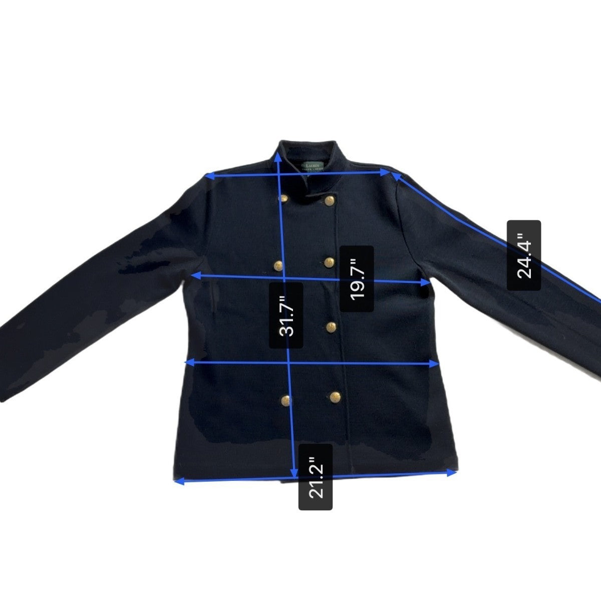 Lauren Ralph Lauren Womens Navy Double-Breasted Jacket Gold Button Sz XL