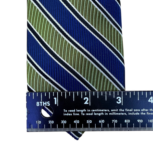 Robert Talbott Mens Blue & Green 100% Silk Striped Pattern Necktie