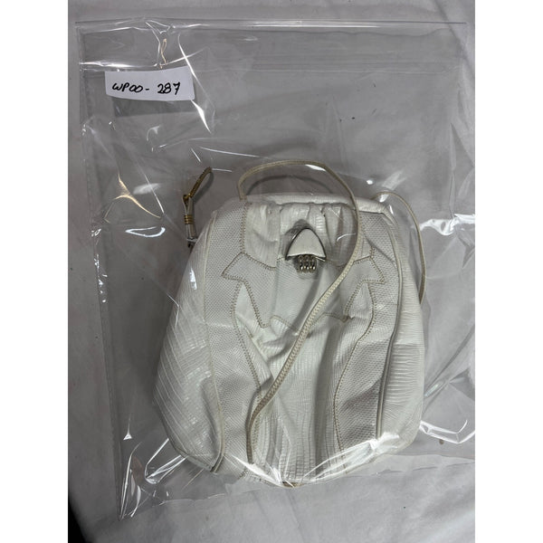 Vintage Sharif Women's White Crock Skin Leather Crossbody Bag Sz S