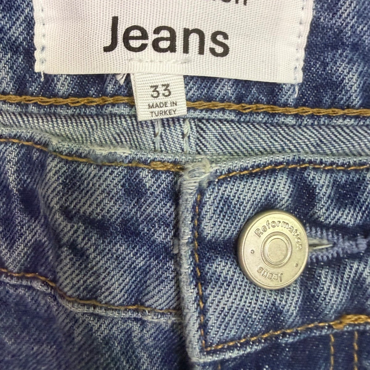 Reformation Womens Denim Cary Studded Slouchy Wide-Leg High-Rise Jeans Sz 33