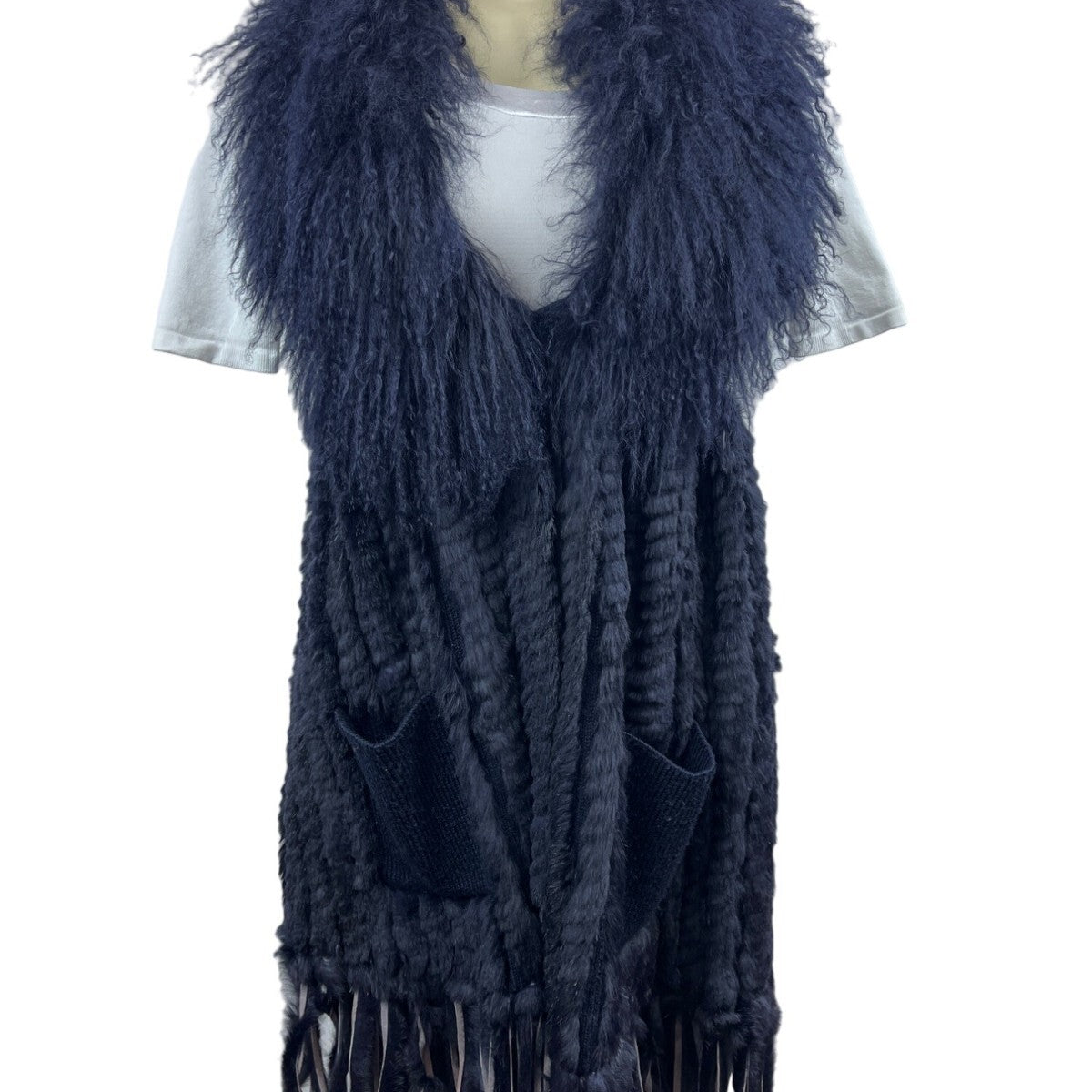 Moma Women’s Navy Blue Sweater with Outer Pockets Wool - One Size