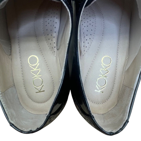 Kokko Women’s Black Patent Leather Oxford Lace Up Formal Brogue Shoes Size 7