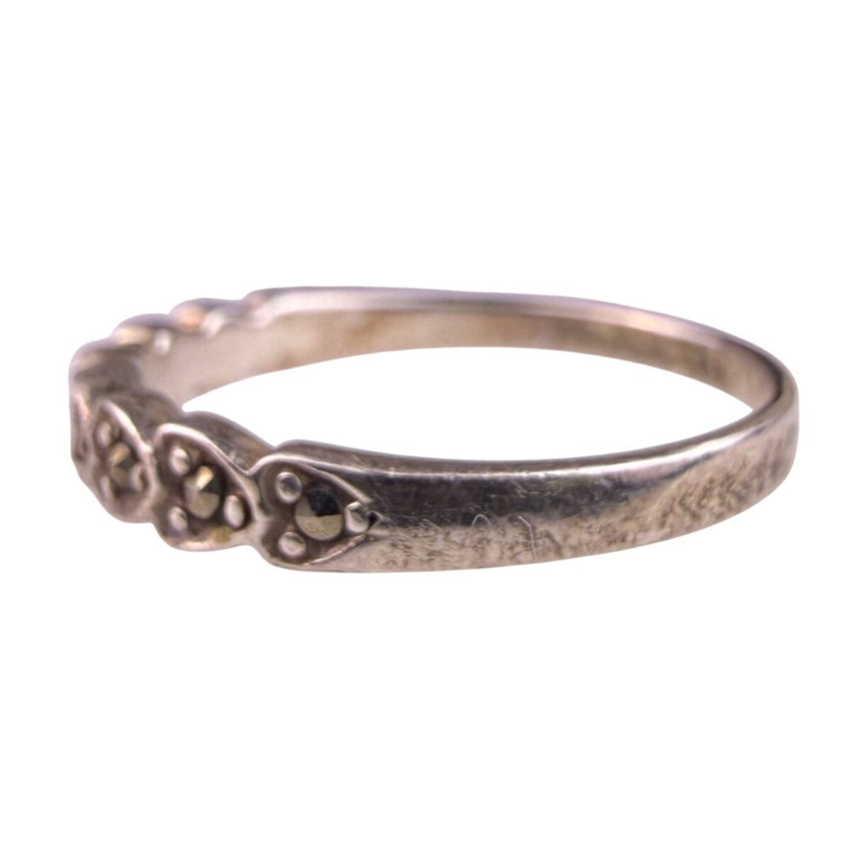 Sterling Silver Women’s Marcasite Stackable Ring Band 925 Minimalist Size 7