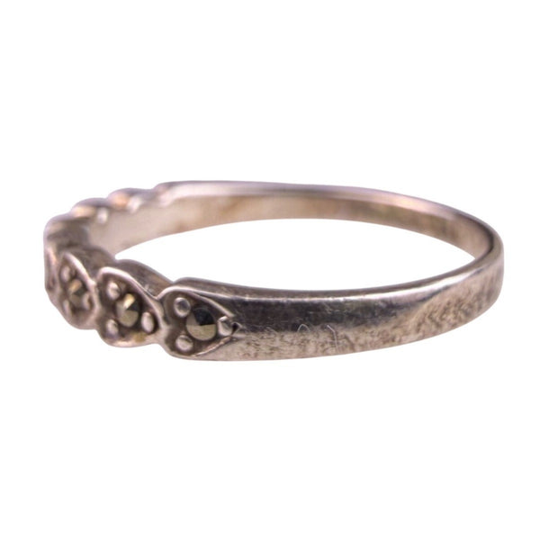 Sterling Silver Women’s Marcasite Stackable Ring Band 925 Minimalist Size 7