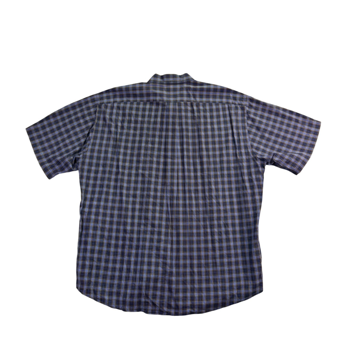 Faconnable Mens Blue Yellow Cotton Plaid Short Sleeve Button-Down Shirt Size XXL
