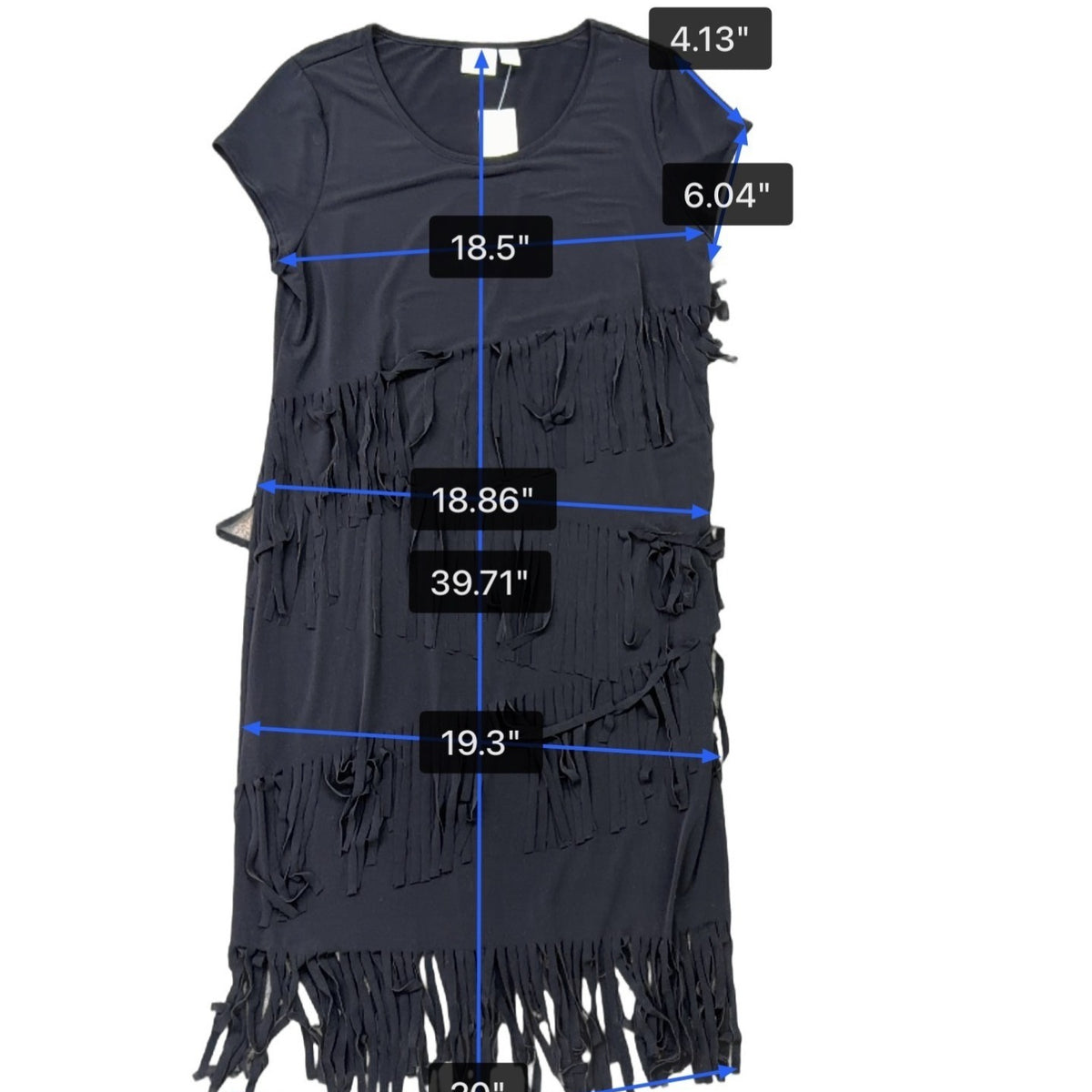 Chicos Womens Black Fringe Short Dress Stylish Evening Wear Size 2