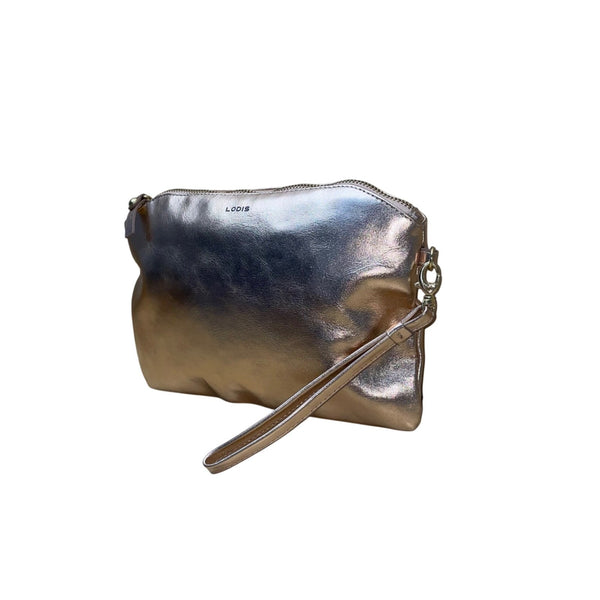 Lodis Women’s Rose Gold Leather With Coin Pouch Zippered Wristlet Clutch