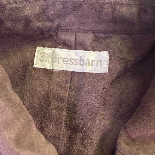 Dressbarn Womens Blue Denim Double-Breasted Jacket With Contrast Collar 