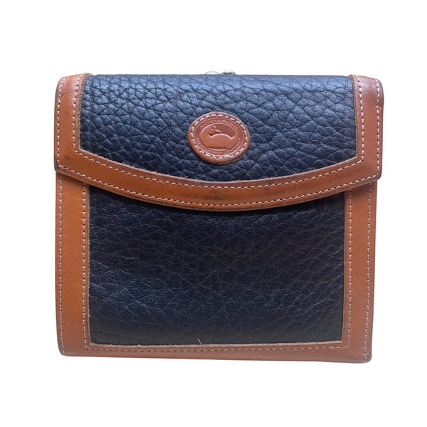 Dooney & Bourke Women’s Brown & Black Pebbled Leather Compact Bifold Wallet
