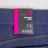 Style & Co Womens Dark Wash Denim Boot Leg Pants Stretch Fit Size 14