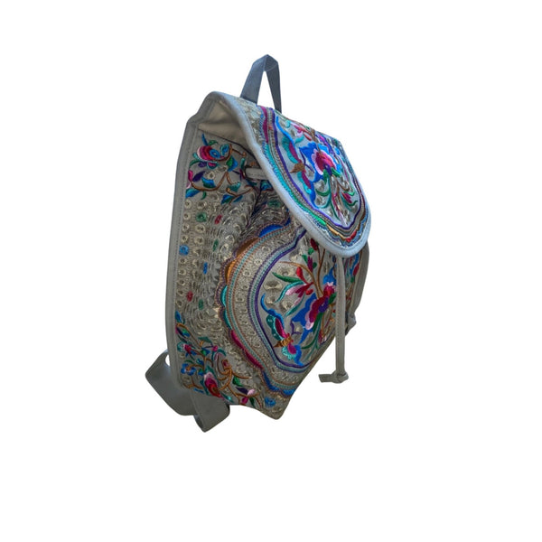 Embroidered Gary Canvas Adjustable Straps & Drawstring Closure Backpack