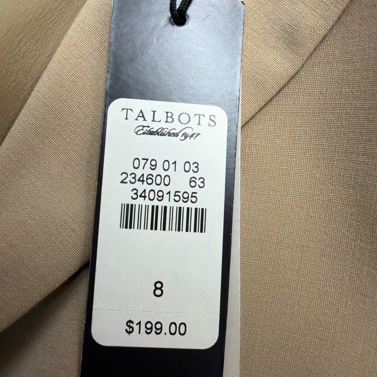 Talbots Womens Beige Wool Blend Grace Fit Blazer Jacket Button-Front Size 8