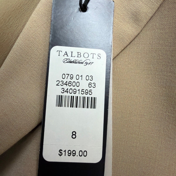 Talbots Womens Beige Wool Blend Grace Fit Blazer Jacket Button-Front Size 8