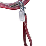 Coach Womens Burgundy Suede Hobo Bag Handcrafted Spacious Interior Zip Closure