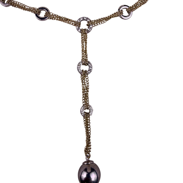 Bijoux Terner Mixed Metal Womens Gold Tone Lariat Necklace With Crystal Accents