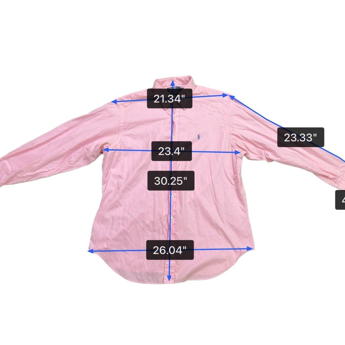 Polo Ralph Lauren Mens Pink Button-Down Shirt Classic Fit Long Sleeve Size 17.5