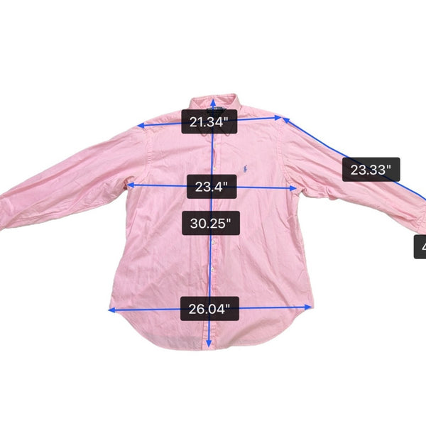 Polo Ralph Lauren Mens Pink Button-Down Shirt Classic Fit Long Sleeve Size 17.5