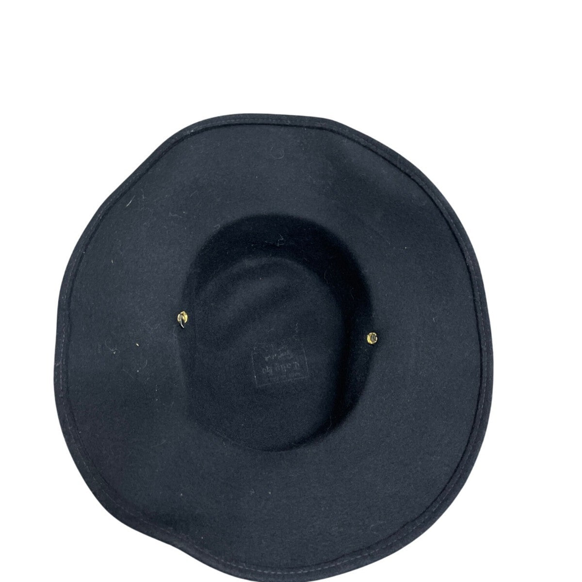 Black Wool Wide-Brim Fedora Hat With Red Floral Embellishment