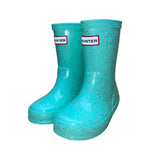 Hunter Kids Teal Rubber Glitter Waterproof Rain Boots Size US 6/7