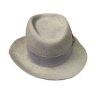 Vintage Gray Wool Felt Feather Mens Fedora Hat With Grosgrain Ribbon Band 7 1/4