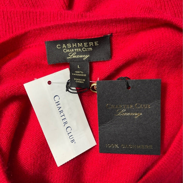 Charter Club Luxury Women's Cashmere Red Long Sleeve Blouse Shirt Sz L - NWT