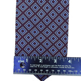 Perry Ellis Mens Burgundy & Blue 100% Silk Geometric Pattern Necktie