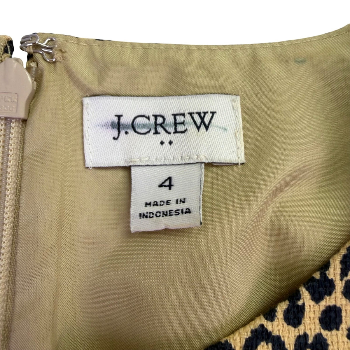 J. Crew Womens Tan Animal Print Cotton A-Line Sleeveless Dress Size 4 