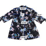 Lane Bryant Womens Black Flora Strech Blazer 3/4 Sleeve Tie Cuffs Size 14/16