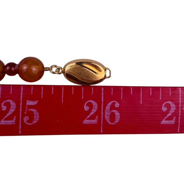 Carved Agate Womens Golden Brown Pendant Necklace With Carnelian Beads 