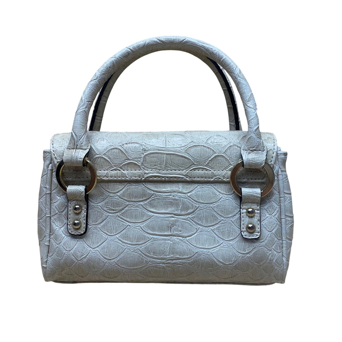 Vintage Guess Women’s Beige Faux Leather Croc Embossed G Logo Y2K Satchel Bag