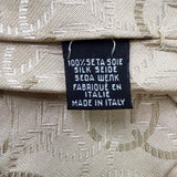 Mens Beige 100% Silk Tie Geometric Pattern Made In Italy