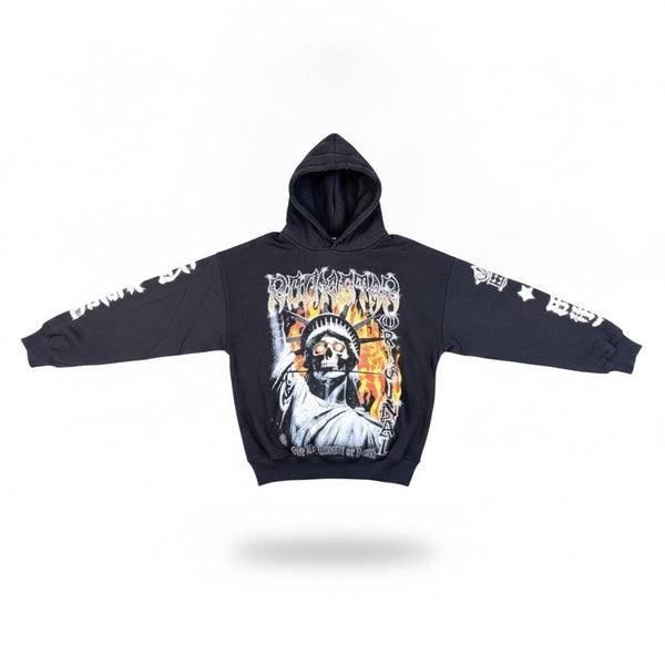 Rockstar Original Mens Black Graphic Hoodie With Bold Skull Design Sz M