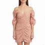 ASOS Womens Pink Eyelet Ruched Mini Dress Three-Quarter Sleeves Sz 4 - New