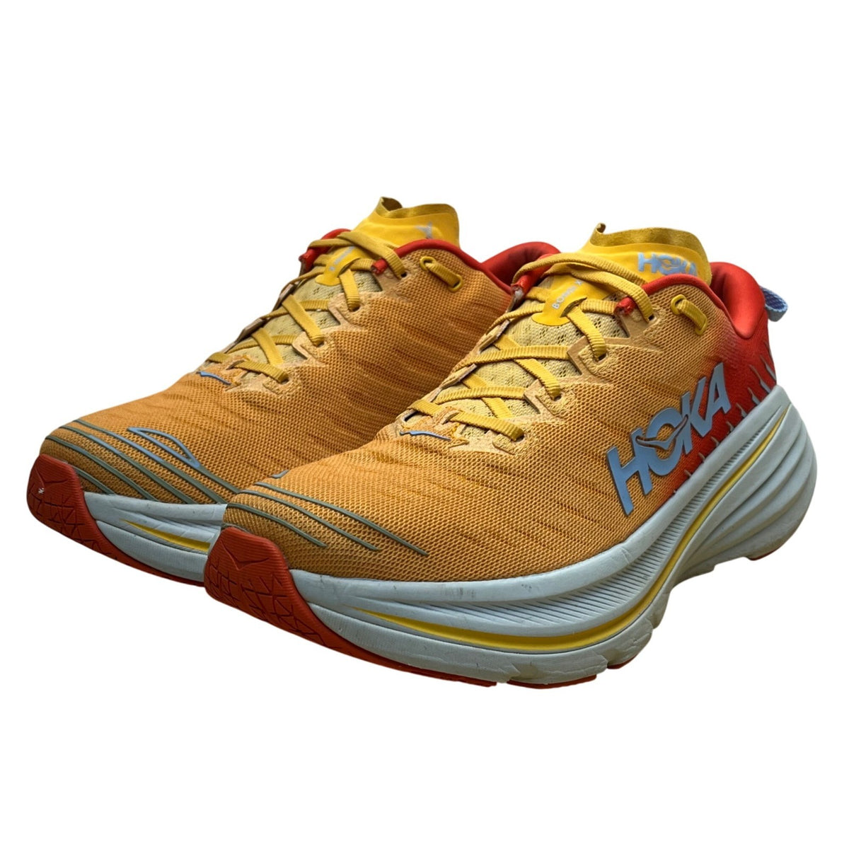 Hoka One One Men’s Orange/Red Mesh Bondi X +Carbon Fiber Running Shoes Size 12D